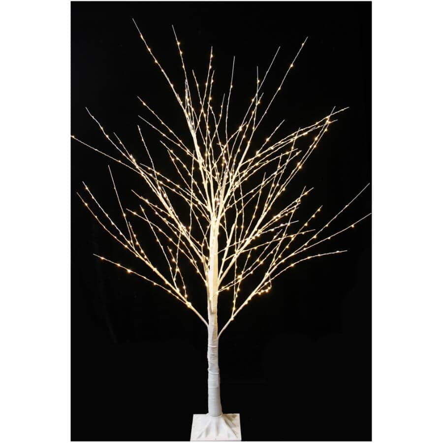 5' White Twig Tree - 600 Warm White LED Lights + Indoor / Outdoor