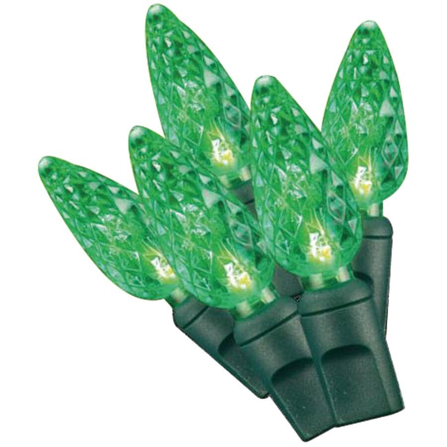 C6 Light Set with Green Wire - Green, 50 LEDs