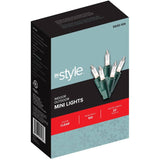 Incandescent Mini Light Set with Green Wire - Clear, 100 Lights