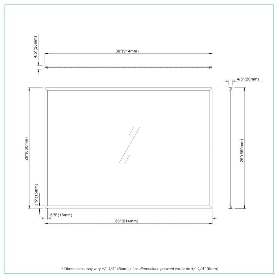 Ivonne Framed Rectangular Mirror - Matte Black, 26" x 36"