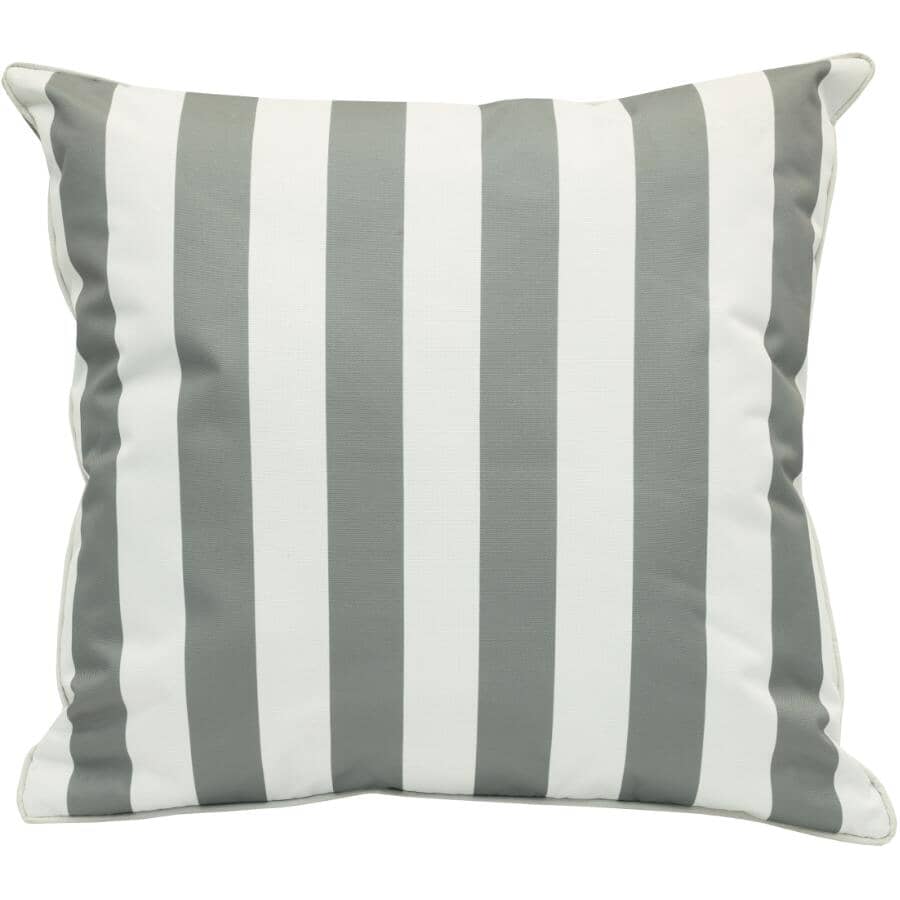 24" Square Throw Pillow - Grey + Stripe