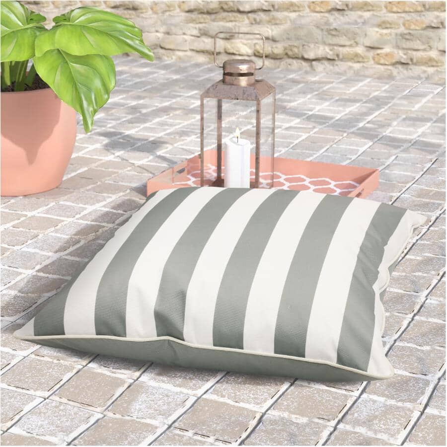 24" Square Throw Pillow - Grey + Stripe