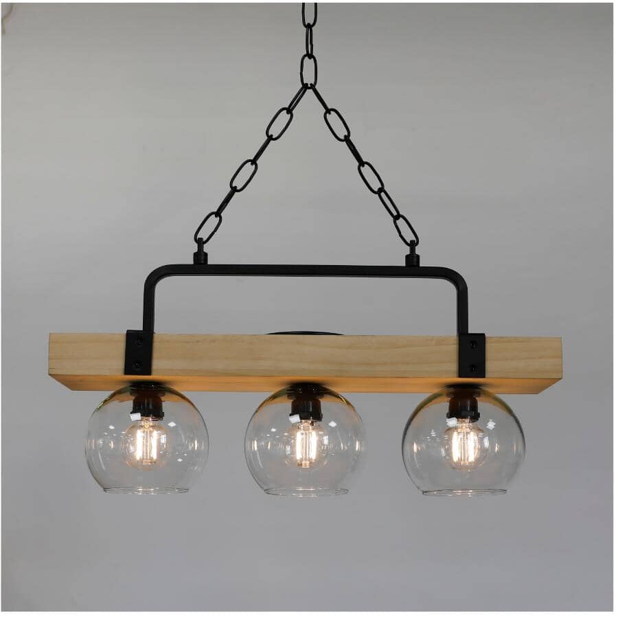 9.5" Wood & Metal Chandelier - Battery Operated + Remote