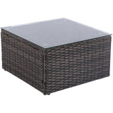 Blue L-Shape Sectional Set with Cushions, Coffee Table & Ottoman - 3 Piece