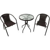 Brown Wicker Steel Frame Bistro Set - 3 Piece