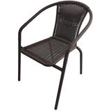 Brown Wicker Steel Frame Bistro Set - 3 Piece