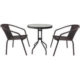 Brown Wicker Steel Frame Bistro Set - 3 Piece