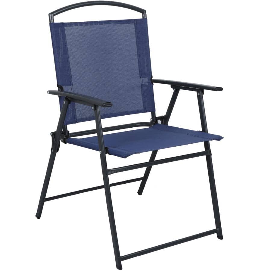 Textilene Mid Back Folding Chair - Navy Blue