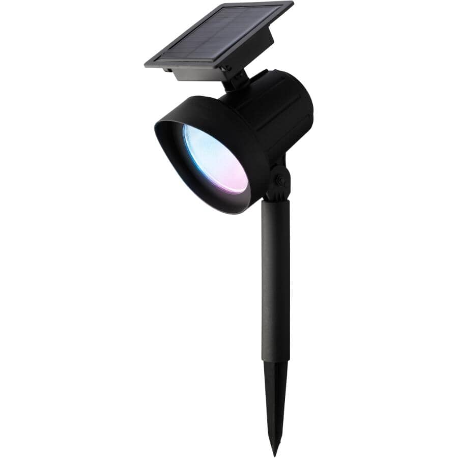 Solar Spotlight Garden Stake Light - with Colour Changing Effect, Set of 2