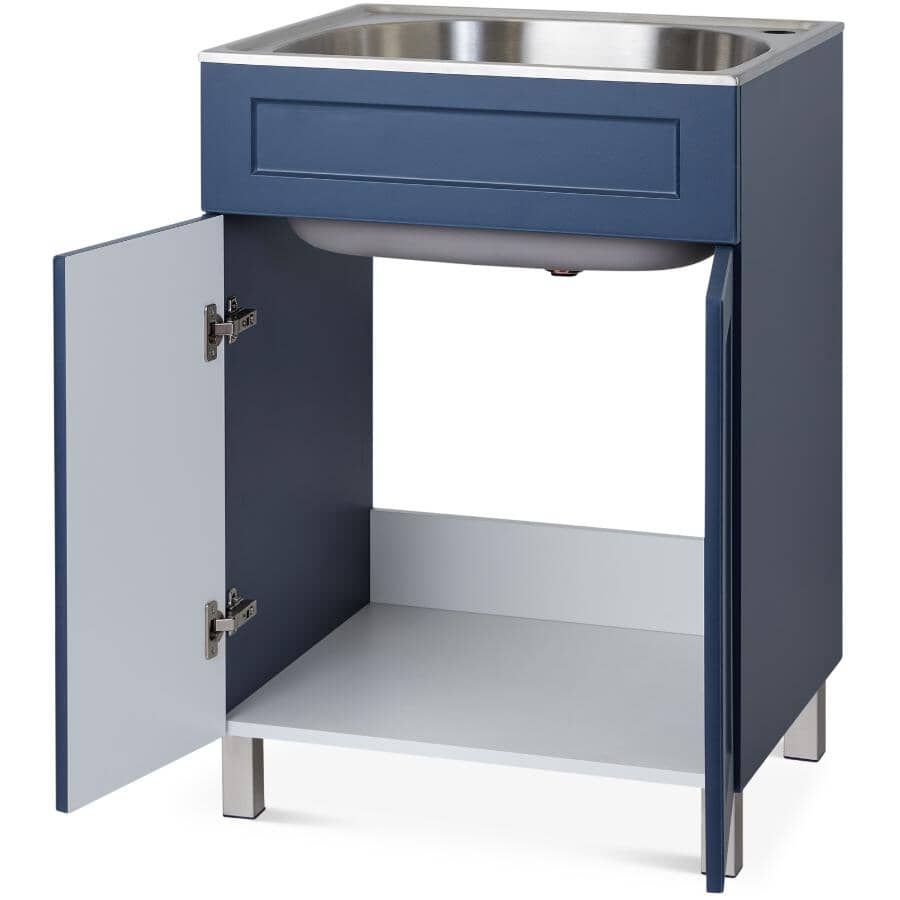 24" x 22" Willow Collection Laundry Cabinet with Stainless Steel Sink - Blue