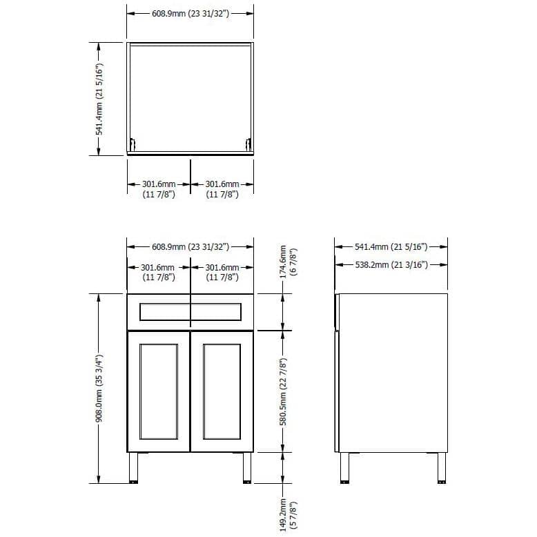 24" x 22" Willow Collection Laundry Cabinet with Stainless Steel Sink - Blue