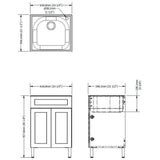 24" x 22" Willow Collection Laundry Cabinet with Stainless Steel Sink - Blue