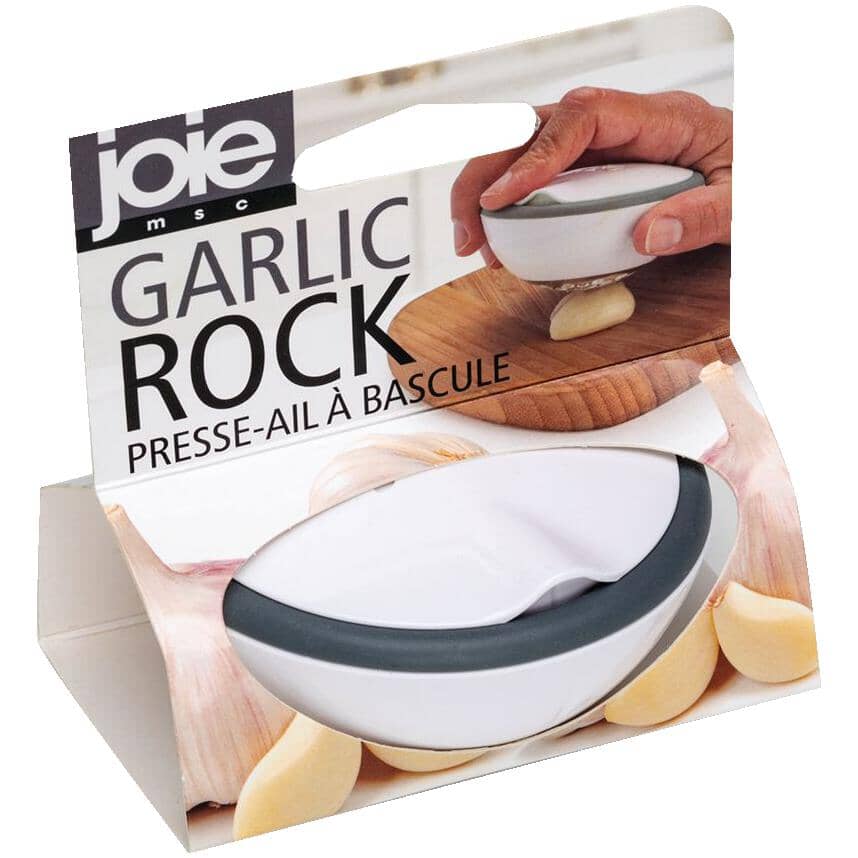 Stainless Steel Garlic Press with White Handle