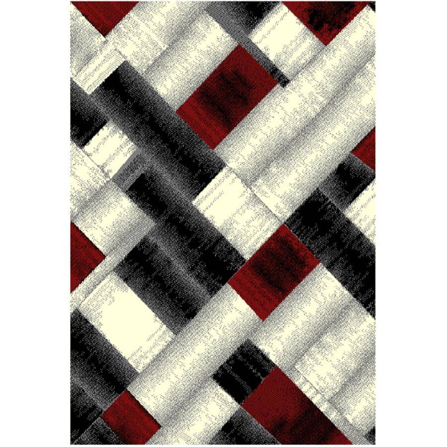 5' x 7' Faira Area Rug - Black, Grey + Red Pattern