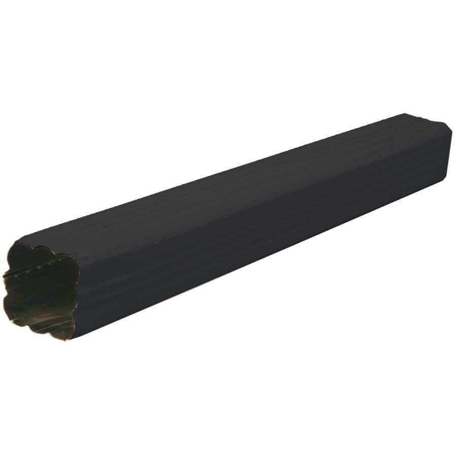 2-1/2" x 2-1/2" x 10' Black Low-Gloss Aluminum Gutter Downpipe