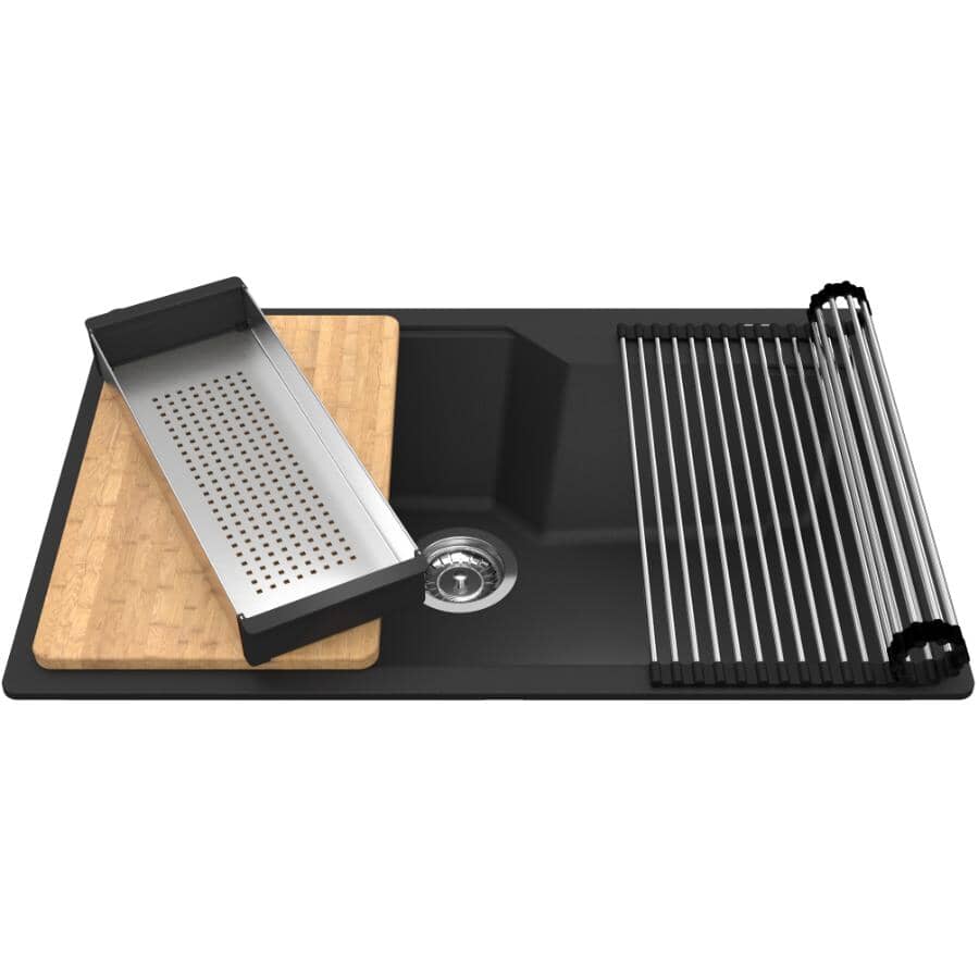 31"x 20" Single Drop-In Kitchen Sink Plumbing Fixture Basin Granite Workstation