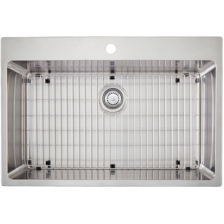 31"x 22" Single Drop-In Kitchen Sink - with Accessories, Stainless Steel