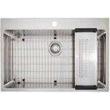 31"x 22" Single Drop-In Kitchen Sink - with Accessories, Stainless Steel