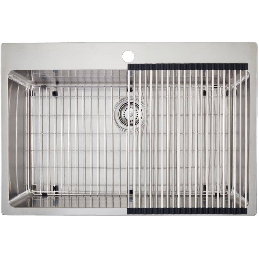 31"x 22" Single Drop-In Kitchen Sink - with Accessories, Stainless Steel