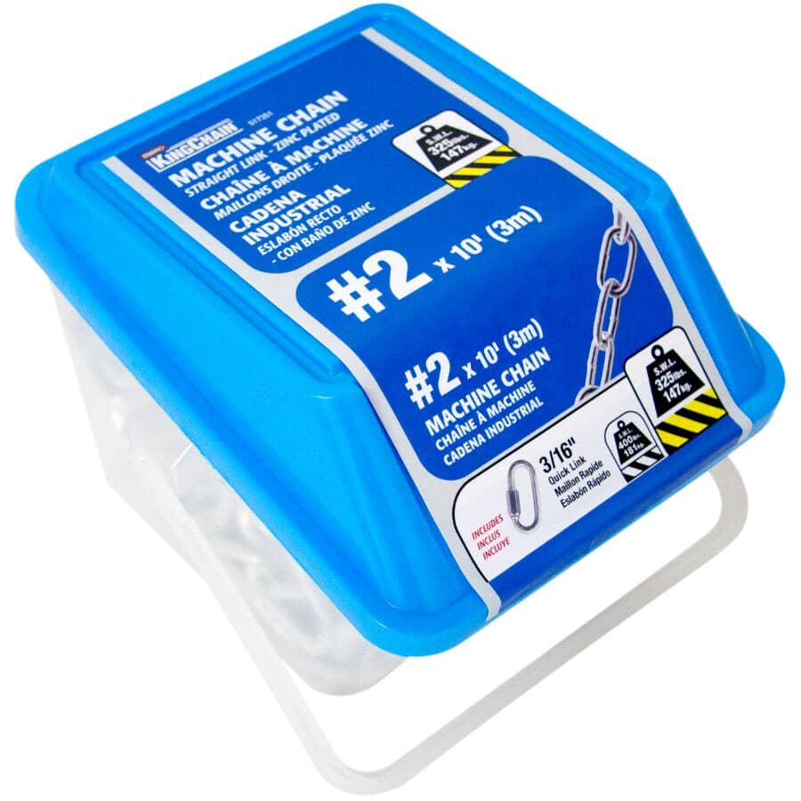 5/32" x 10' Straight Link Chain - Zinc Plated with Quick Link