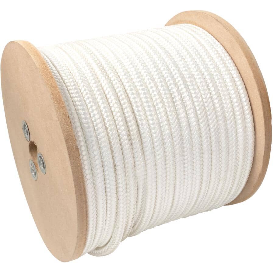 1' x 5/16" White Nylon Diamond Braid Rope