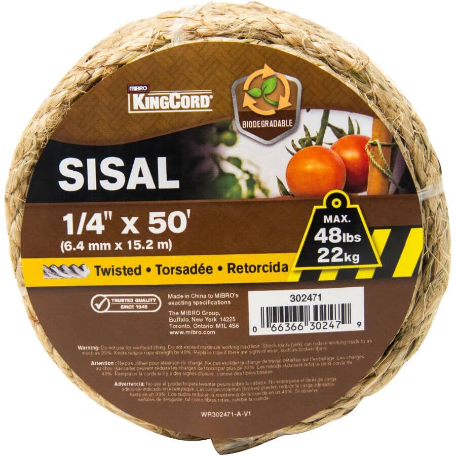 1/4" x 50' Sisal Twisted Rope