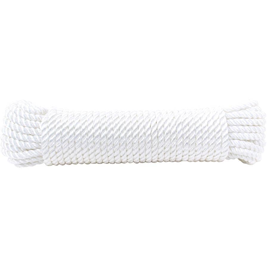 1/4" x 50' White Twist Nylon Rope