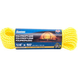1/4" x 50' Yellow Twisted Polypropylene Rope
