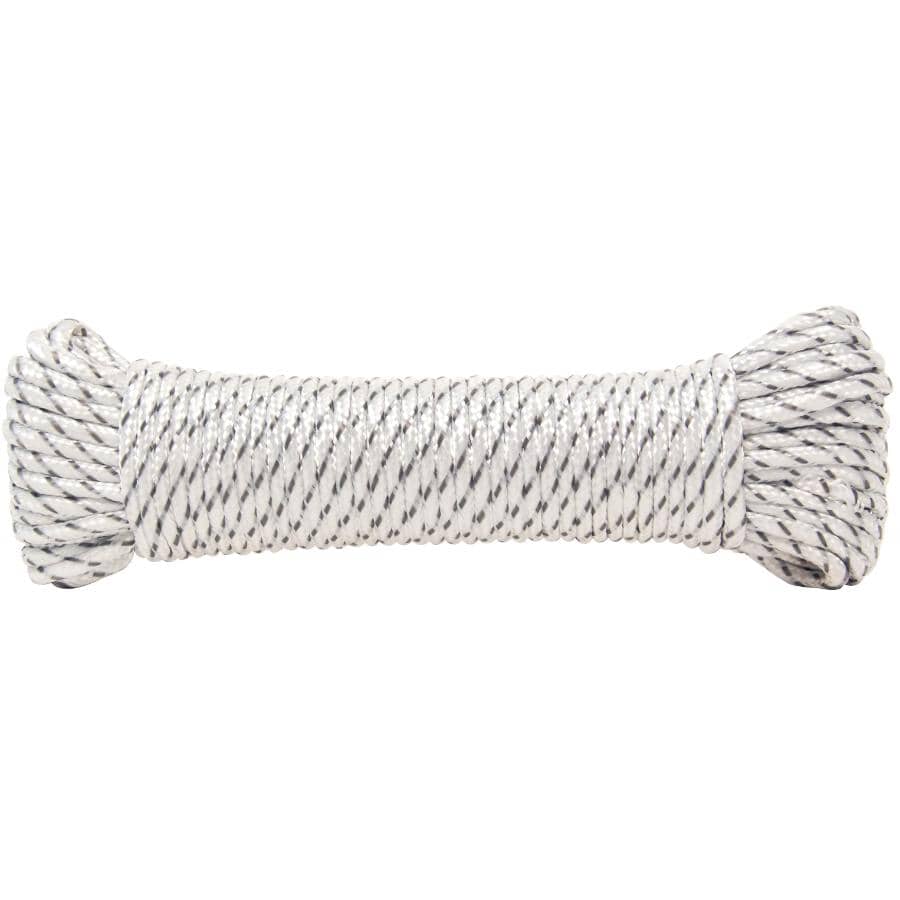 1/8" x 48' White/Grey Diamond Braid Polyester Rope