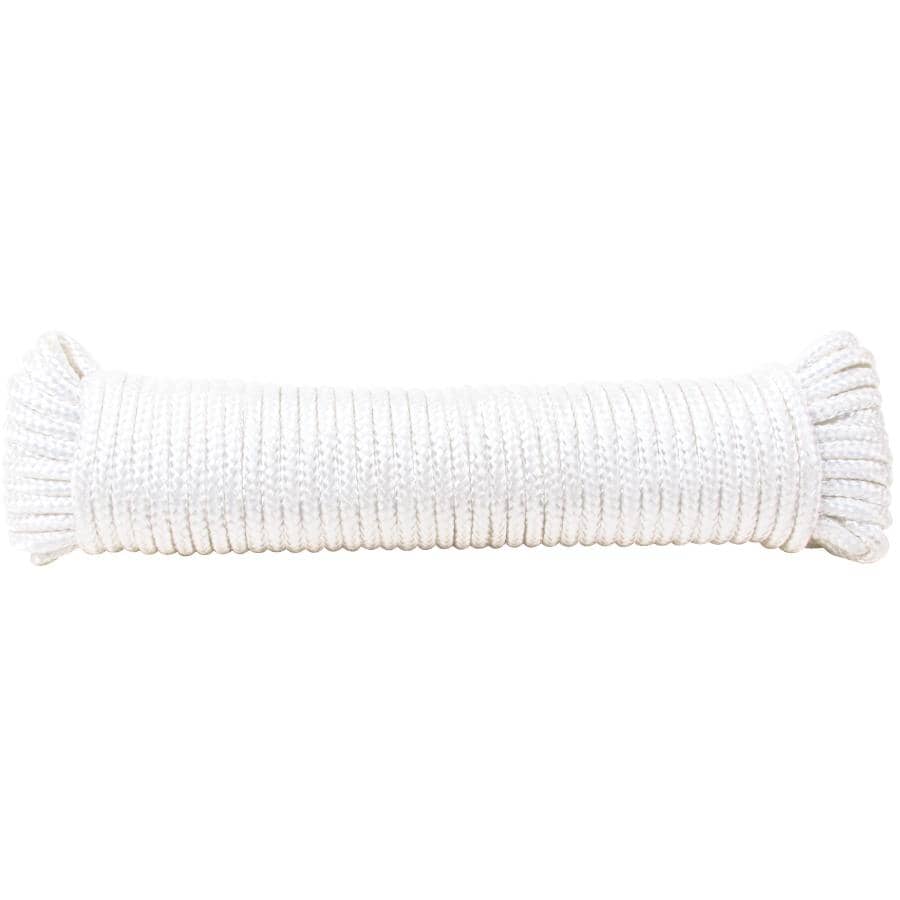 3/16" x 50' White Diamond Braid Nylon Rope