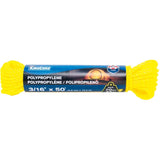 3/16" x 50' Yellow Twisted Polypropylene Rope