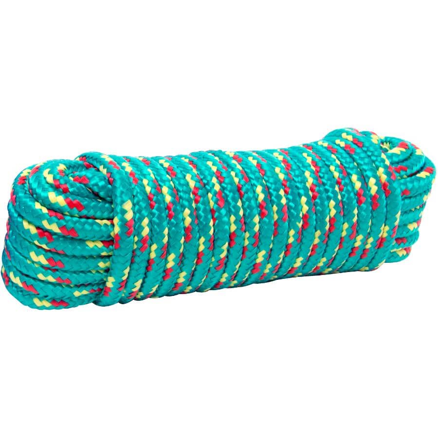 3/8" x 50' Diamond Braid Polypropylene Rope, Assorted Colours
