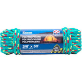 3/8" x 50' Diamond Braid Polypropylene Rope, Assorted Colours