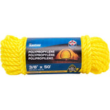 3/8" x 50' Yellow Twisted Polypropylene Rope