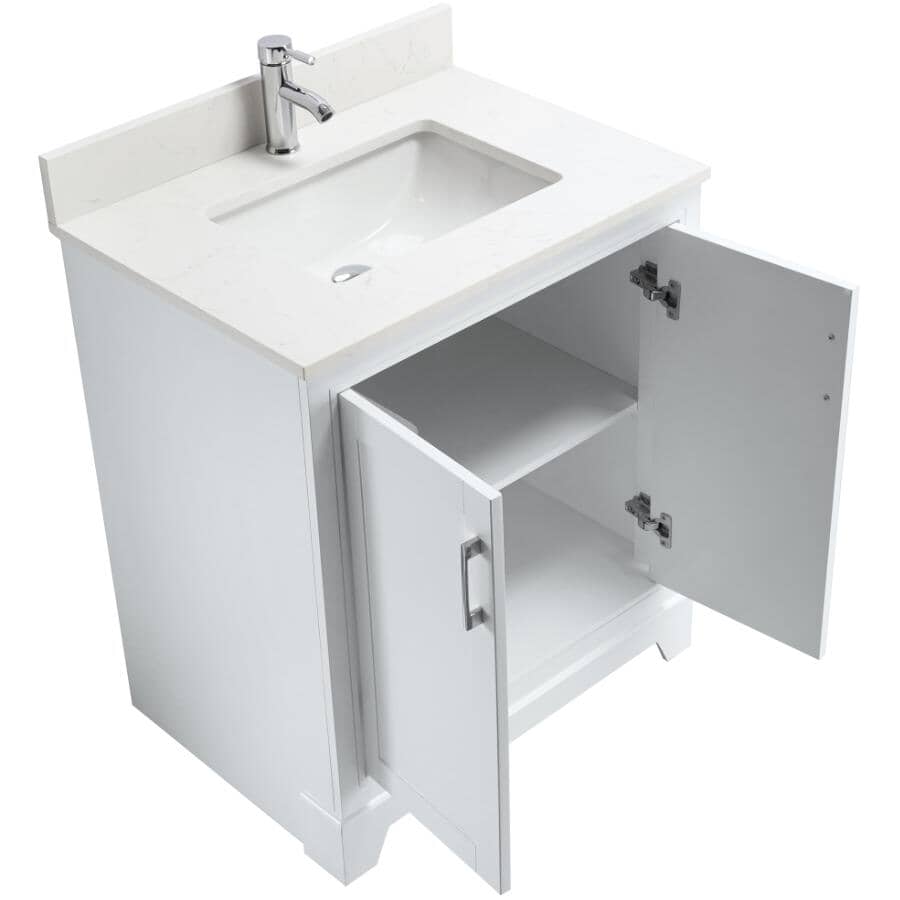 30" W x 22" D Soho Vanity with Quartz Stone Top - White