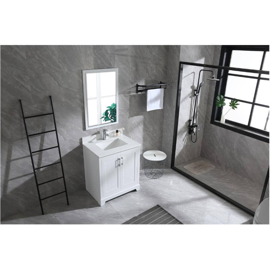 30" W x 22" D Soho Vanity with Quartz Stone Top - White