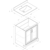 30" W x 22" D Soho Vanity with Quartz Stone Top - White