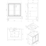 30" W x 22" D Soho Vanity with Quartz Stone Top - White