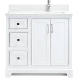36" W x 22" D Soho Vanity with Quartz Stone Top - White