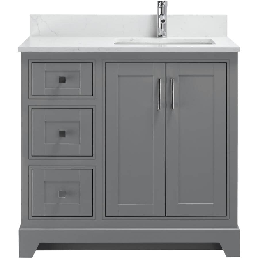 36" W x 22" D Soho Vanity with Quartz Stone Top - Graphite