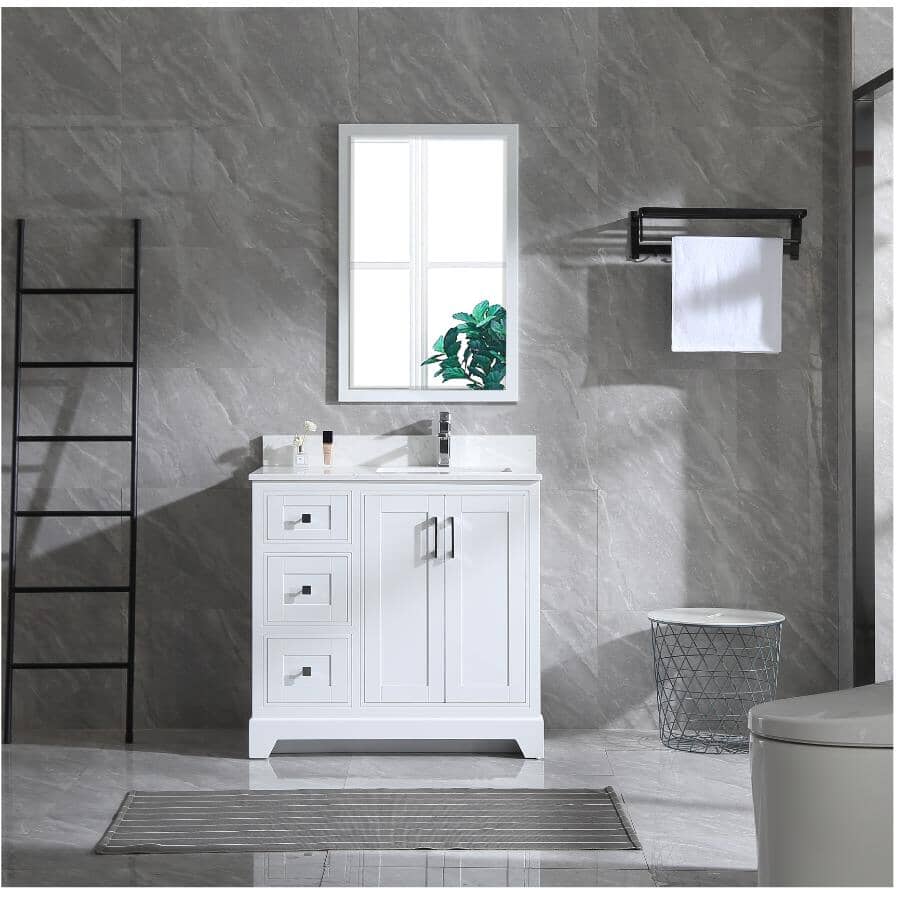 36" W x 22" D Soho Vanity with Quartz Stone Top - White