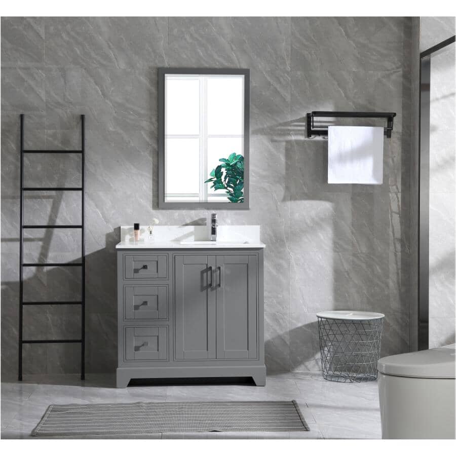 36" W x 22" D Soho Vanity with Quartz Stone Top - Graphite