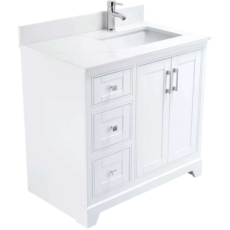 36" W x 22" D Soho Vanity with Quartz Stone Top - White
