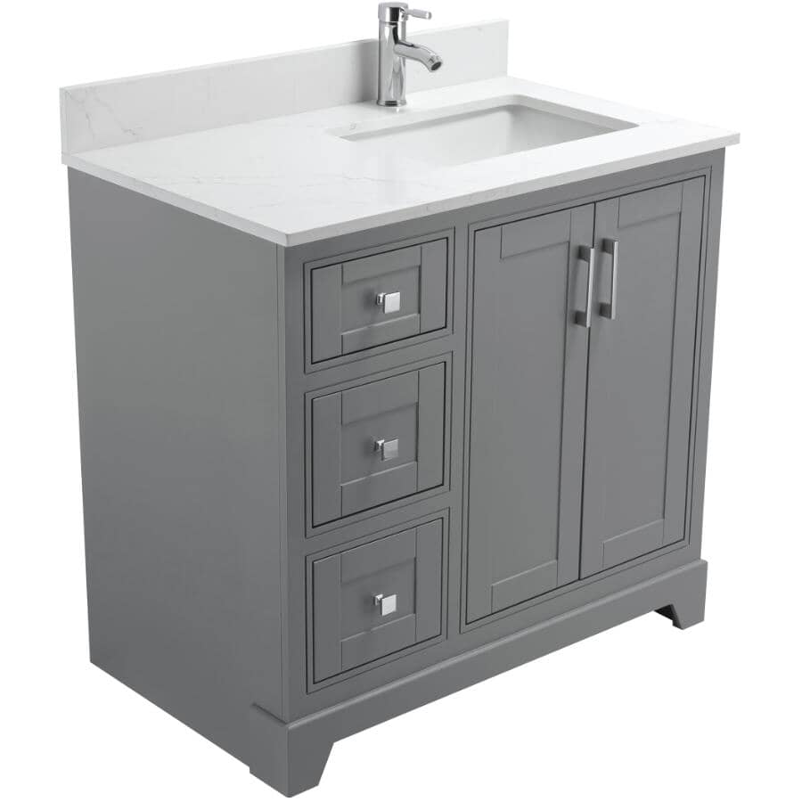 36" W x 22" D Soho Vanity with Quartz Stone Top - Graphite