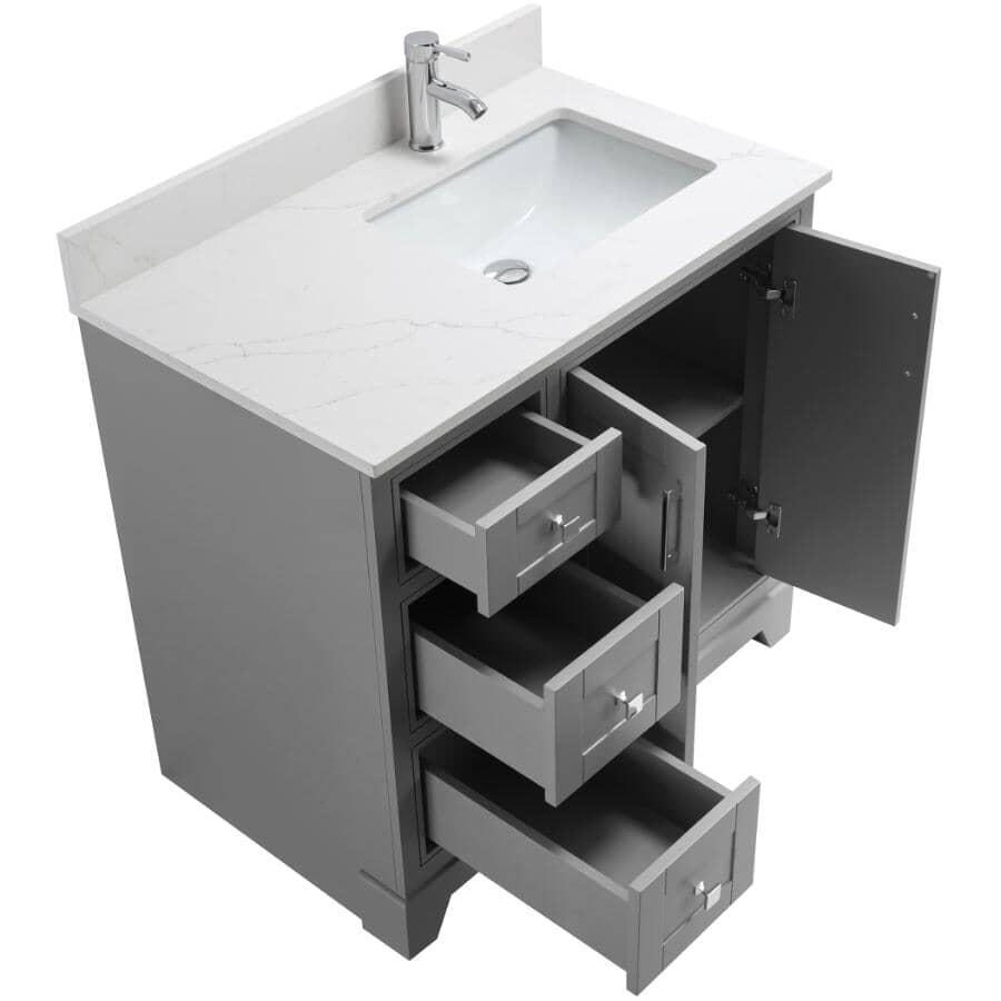 36" W x 22" D Soho Vanity with Quartz Stone Top - Graphite