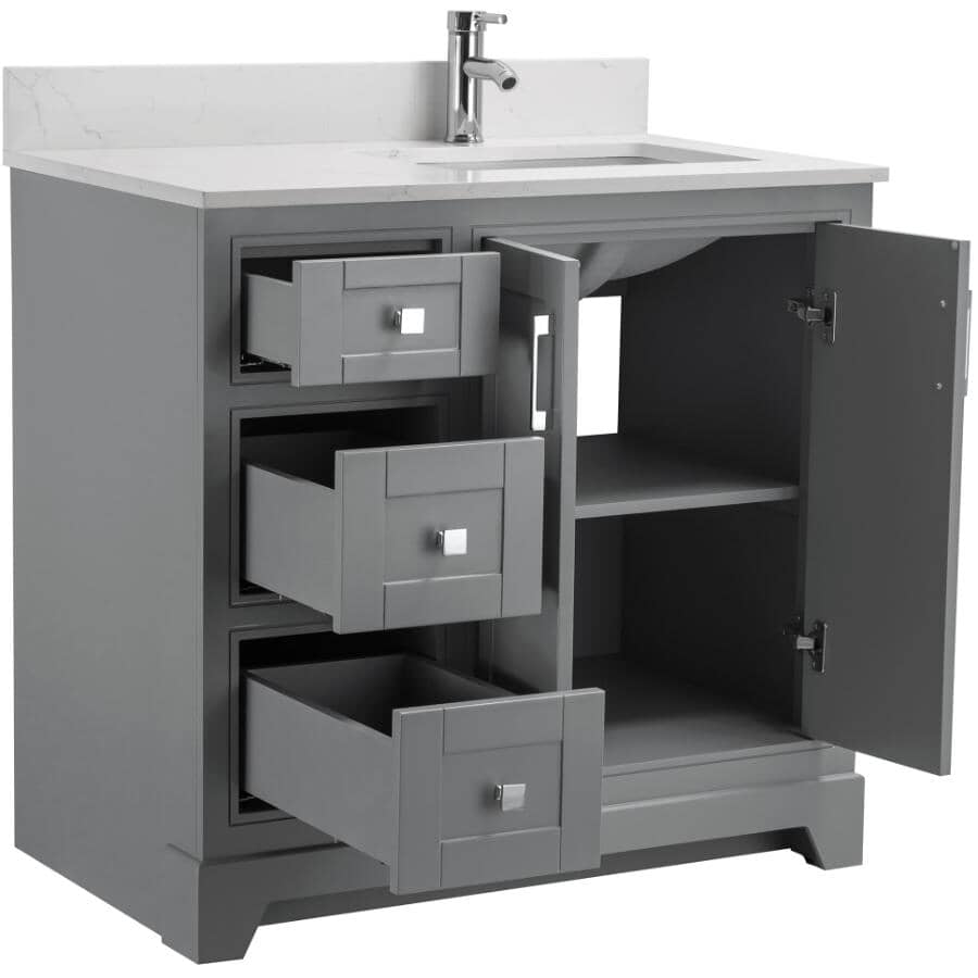 36" W x 22" D Soho Vanity with Quartz Stone Top - Graphite