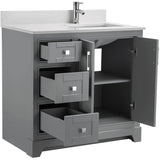36" W x 22" D Soho Vanity with Quartz Stone Top - Graphite