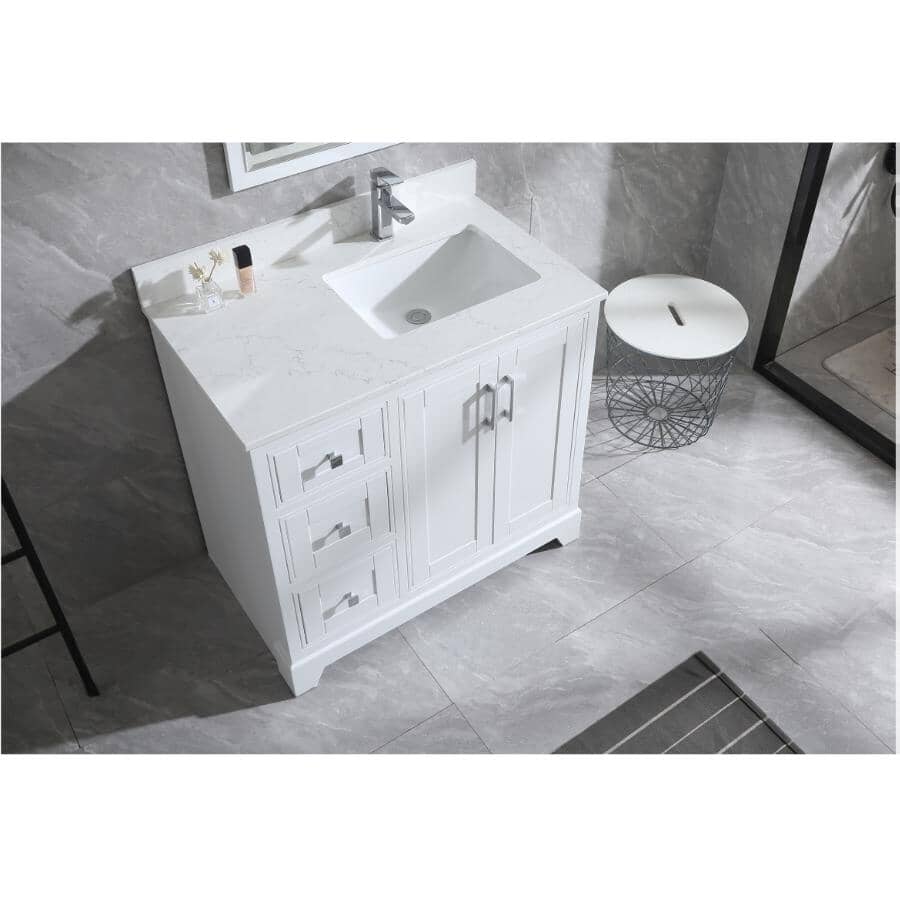 36" W x 22" D Soho Vanity with Quartz Stone Top - White