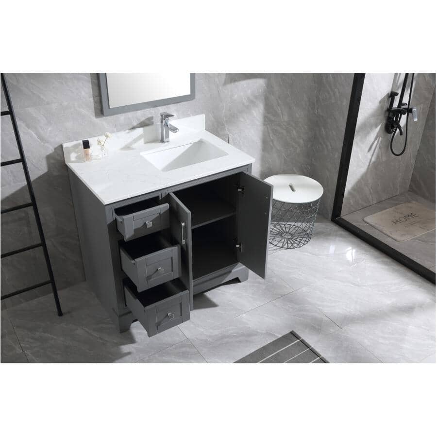 36" W x 22" D Soho Vanity with Quartz Stone Top - Graphite