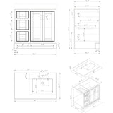 36" W x 22" D Soho Vanity with Quartz Stone Top - White
